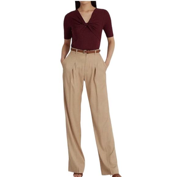 Lauren Ralph Lauren Mariya Mid Sleeve Twist Front Rib Knit Tshirt NEW Size Small - Picture 6 of 7